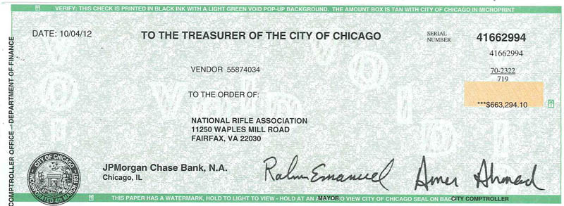 Chicago Check To NRA